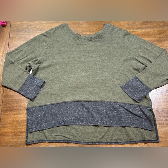 Habitat Size L Green & Grey Colorblock Long Sleeve Lagenlook Blouse - Picture 1 of 5